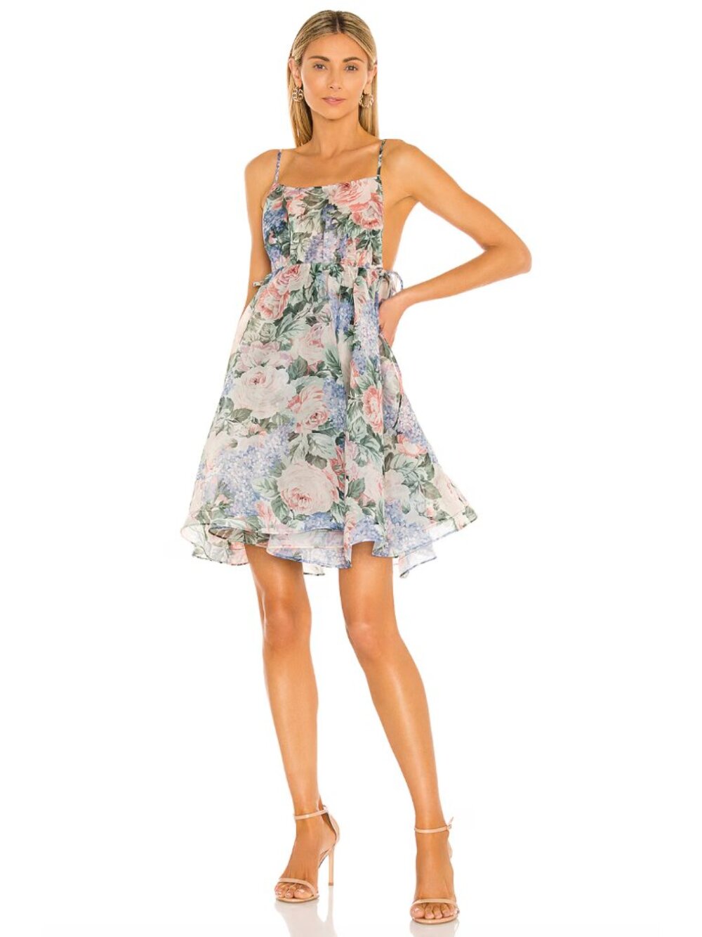 Selkie Blue Pink Pastel Floral My So Called Life Empress Babydoll Tie Mini Dress